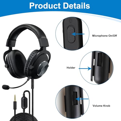 Headset Kabel Ersatz kompatibel mit klinkenkabel Logitech G Pro X G Pro G433 G233, 3,5 mm Kopfhörer Audiokabel Gaming Headset mit Lautstärke Mikrofonsteuerung, geflochtenes Kabel 2 m Bild 5
