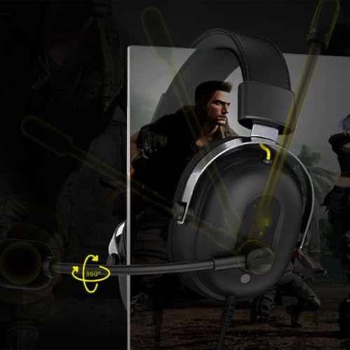 Gaming-Headset, 360° Surround Sound 7.1 Virtual Soundtrack mit 50 Mm Hochmolekularer Membran und Geräuschisolierung, für PC, Laptop, Tablet Bild 2