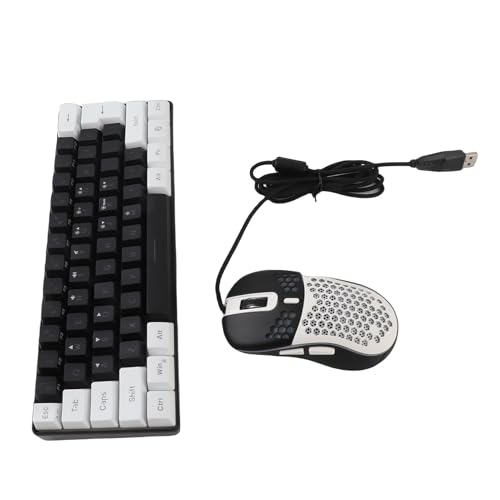 RGB-Gaming-Tastatur-Maus-Set mit Mechanischem Gefühl, Tragbare Mehrfarbige Tastatur mit Hintergrundbeleuchtung für XP/Win7/Win10, Ergonomisches Design, ABS-Material (Schwarzer, weißer Bild 1