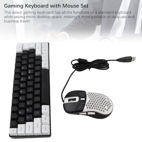 RGB-Gaming-Tastatur-Maus-Set mit Mechanischem Gefühl, Tragbare Mehrfarbige Tastatur mit Hintergrundbeleuchtung für XP/Win7/Win10, Ergonomisches Design, ABS-Material (Schwarzer, weißer Bild 2
