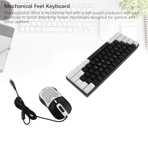 RGB-Gaming-Tastatur-Maus-Set mit Mechanischem Gefühl, Tragbare Mehrfarbige Tastatur mit Hintergrundbeleuchtung für XP/Win7/Win10, Ergonomisches Design, ABS-Material (Schwarzer, weißer Bild 3