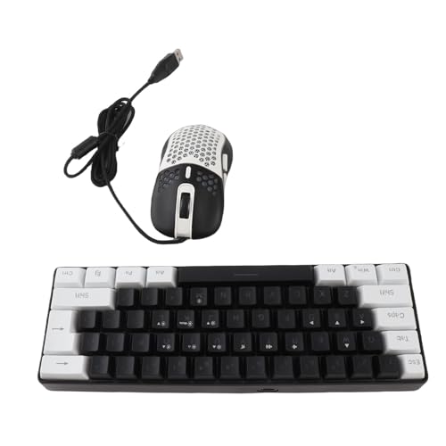 RGB-Gaming-Tastatur-Maus-Set mit Mechanischem Gefühl, Tragbare Mehrfarbige Tastatur mit Hintergrundbeleuchtung für XP/Win7/Win10, Ergonomisches Design, ABS-Material (Schwarzer, weißer Bild 4