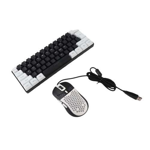 RGB-Gaming-Tastatur-Maus-Set mit Mechanischem Gefühl, Tragbare Mehrfarbige Tastatur mit Hintergrundbeleuchtung für XP/Win7/Win10, Ergonomisches Design, ABS-Material (Schwarzer, weißer Bild 5