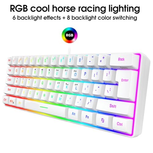 Kabelgebundenes Gaming-Tastatur- und Maus-Set, RGB-Hintergrundbeleuchtung, 61 Tasten, Mechanische Tastatur mit Mauspad, PC-Gaming-Zubehör (Weißes Set) Bild 3