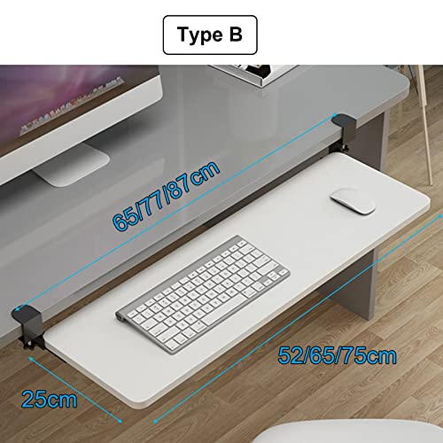 Erweiterbare Tastaturablage unter dem Schreibtisch, verstellbare Maus- und Zubehörablage, Walnussholz-Finish, 65 x 25 cm, platzsparende Lösung für Heimbüro und Gaming-Setup Bild 2