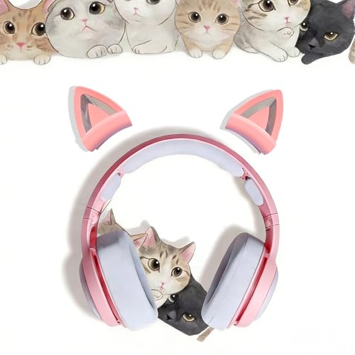 Pinkfarbene Katzenohren für Kopfhörer, süße Katzenohren aus Silikon, abnehmbare Kopfhörer-Accessoires, passend für die meisten Kopfhörer Bild 2