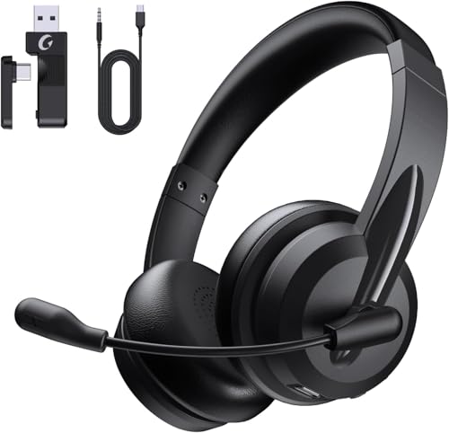 syndesmos Headset mit Mikrofon Bluetooth, Verstellbares Kopfband Headset PC, Unterstützt 2,4 G/Bluetooth V5.3/Kabelgebundene Verbindung, für Telefon, Tablette, CallCenter, Büro, Treffen, Geschäft Bild 1