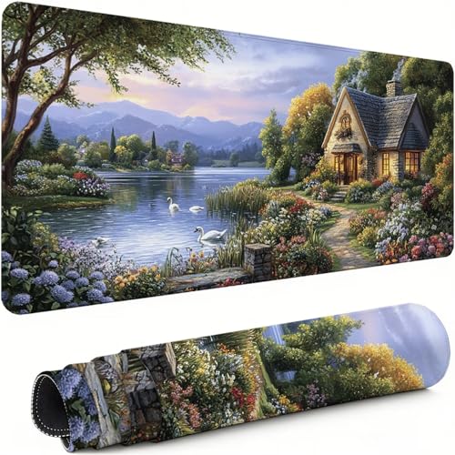 Gaming Mauspad XXL 1600x800x3mm Landschaft Mousepad, Große Speed rutschfeste Schreibtischunterlage Ländlich Verbessert Präzision und Geschwindigkeit mit Stoßdämpfung für Tastatur und Maus xg-203 Bild 1