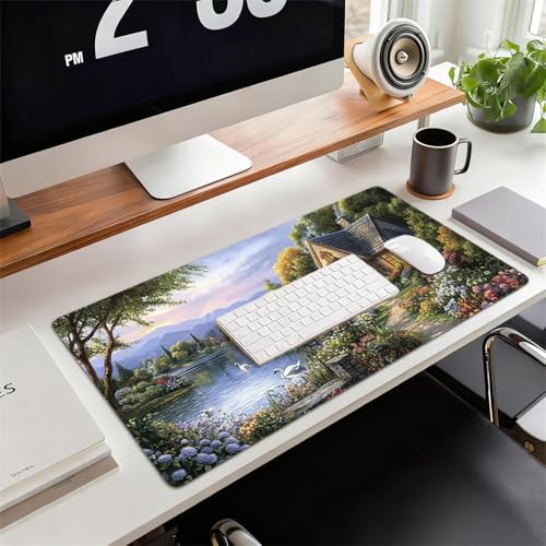Gaming Mauspad XXL 1600x800x3mm Landschaft Mousepad, Große Speed rutschfeste Schreibtischunterlage Ländlich Verbessert Präzision und Geschwindigkeit mit Stoßdämpfung für Tastatur und Maus xg-203 Bild 2