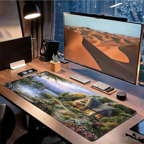 Gaming Mauspad XXL 1600x800x3mm Landschaft Mousepad, Große Speed rutschfeste Schreibtischunterlage Ländlich Verbessert Präzision und Geschwindigkeit mit Stoßdämpfung für Tastatur und Maus xg-203 Bild 3
