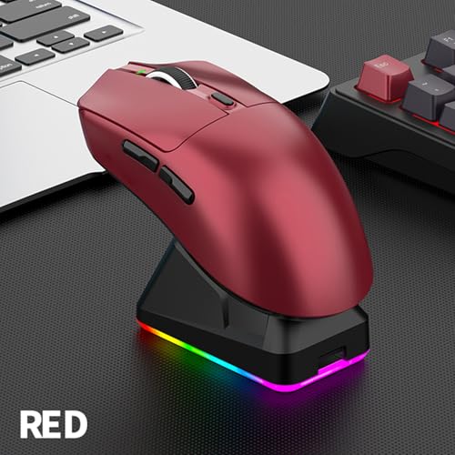 VBESTLIFE Kabellose Gaming-Maus mit 3 Modi und RGB-Ladestation, Leichte Ergonomische Bluetooth-Gaming-Maus, 7 Tasten, für Laptop-PC (Rot) Bild 6