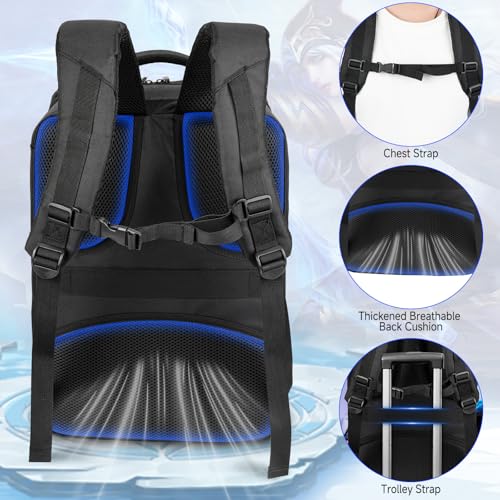 Gaming-Reiserucksack kompatibel mit PS5/PS5 Pro/PS5 Slim/PS4, schützende Tragetasche/Aufbewahrungstasche kompatibel mit PlayStation 5 Konsole,Headset,Controllern,Monitor,15,6 Zoll Laptop und Zubehör Bild 4