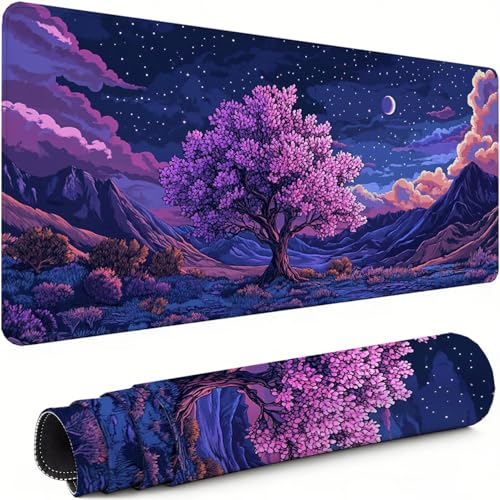 Gaming Mauspad XXL 1600x800x3mm Blume Mousepad, Große Speed rutschfeste Schreibtischunterlage Baum Verbessert Präzision und Geschwindigkeit mit Stoßdämpfung für Tastatur und Maus Homeoffice xg-221 Bild 1