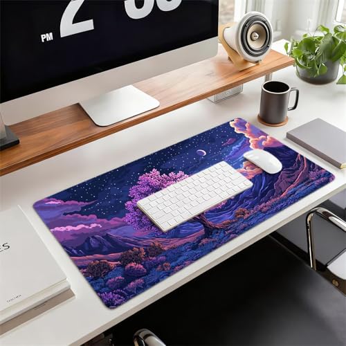 Gaming Mauspad XXL 1600x800x3mm Blume Mousepad, Große Speed rutschfeste Schreibtischunterlage Baum Verbessert Präzision und Geschwindigkeit mit Stoßdämpfung für Tastatur und Maus Homeoffice xg-221 Bild 2