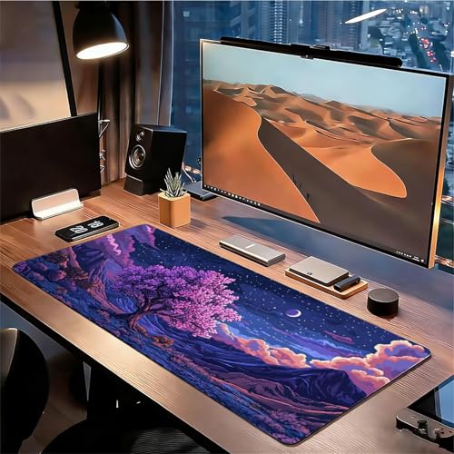 Gaming Mauspad XXL 1600x800x3mm Blume Mousepad, Große Speed rutschfeste Schreibtischunterlage Baum Verbessert Präzision und Geschwindigkeit mit Stoßdämpfung für Tastatur und Maus Homeoffice xg-221 Bild 3