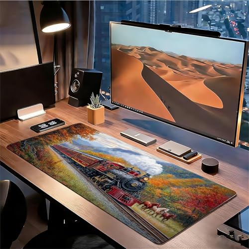 Gaming Mauspad XXL 1600x800x3mm Zug Mousepad, Große Speed rutschfeste Schreibtischunterlage Pferd Verbessert Präzision und Geschwindigkeit mit Stoßdämpfung für Tastatur und Maus Homeoffice xg-233 Bild 3