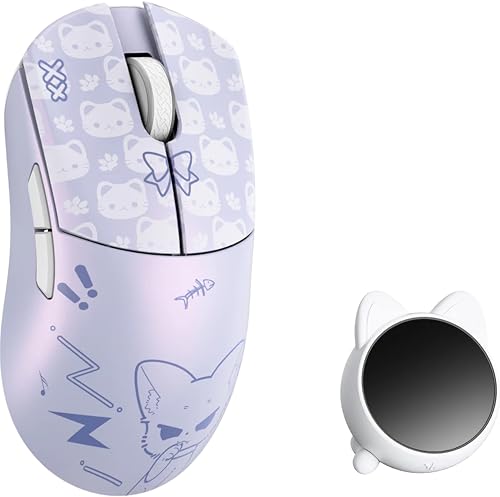 WLMOUSE Huan Gaming-Maus aus Magnesiumlegierung, 48 g, 8K Sprach- und Display-Receiver, Dual 8K kabellos/verkabelt, PAW3950HS Sensor, RGB-Radbeleuchtung, Nordic 54H20 (Nekko (OM-Switch)) Bild 1