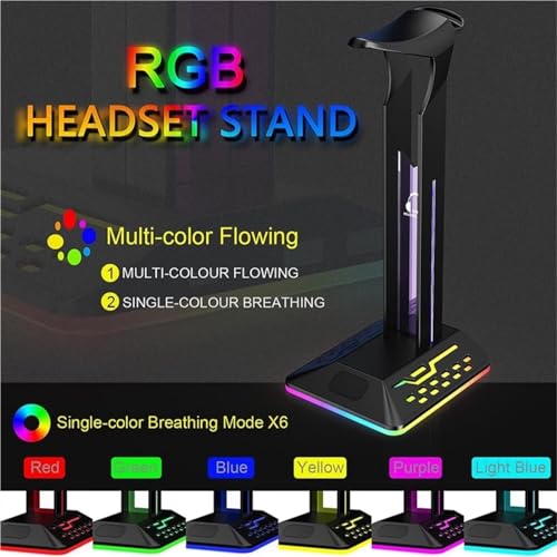 Kopfhörerhalterung RGB-Gaming-Kopfhörerständer mit 2 USB-Ladeanschlüssen, 7 Lichtmodi Headset-Ständer(D) Bild 7