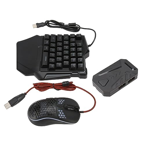 BONKZEBU RGB-Halb-Gaming-Tastatur- und Maus-Konverter-Set, Geräuschlose Einhändige Kabelgebundene Tastatur mit Gaming-Maus für PUBG Mobile, Free, für, Bild 2