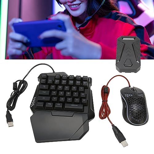 BONKZEBU RGB-Halb-Gaming-Tastatur- und Maus-Konverter-Set, Geräuschlose Einhändige Kabelgebundene Tastatur mit Gaming-Maus für PUBG Mobile, Free, für, Bild 4