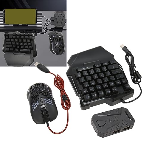 BONKZEBU RGB-Halb-Gaming-Tastatur- und Maus-Konverter-Set, Geräuschlose Einhändige Kabelgebundene Tastatur mit Gaming-Maus für PUBG Mobile, Free, für, Bild 5