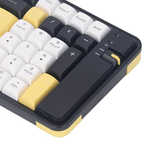 Kabellose Bluetooth-Tastatur und -Maus-Kombination, Dual-Modus, 100 Tasten, ergonomische Gaming-Tastatur, 1600 DPI, Maus-Set für PC, Laptop, Desktop-Computer, ABS, Schwarz (Gelb) Bild 3