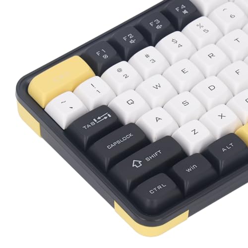 Kabellose Bluetooth-Tastatur und -Maus-Kombination, Dual-Modus, 100 Tasten, ergonomische Gaming-Tastatur, 1600 DPI, Maus-Set für PC, Laptop, Desktop-Computer, ABS, Schwarz (Gelb) Bild 5