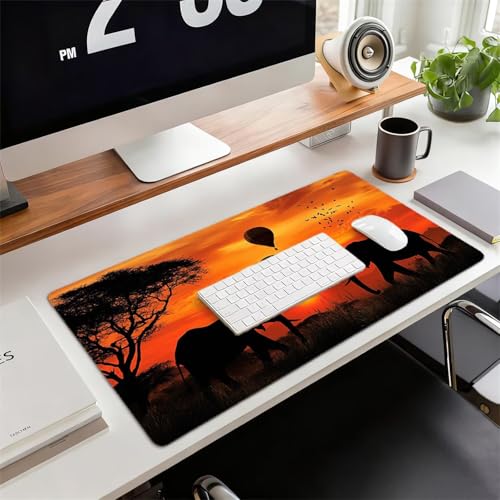 Gaming Mauspad XXL 1600x800x3mm Afrika Mousepad, Große Speed Rutschfeste Schreibtischunterlage Elefant Verbessert Präzision und Geschwindigkeit mit Stoßdämpfung für Tastatur und Maus Homeoffice xg-245 Bild 2