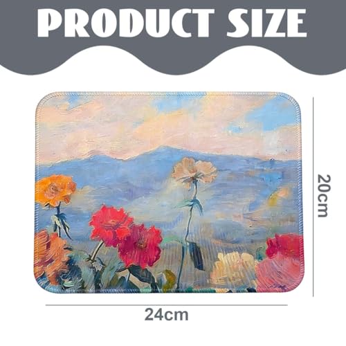 Künstlerisches Mauspad Mit Ölmalerei Motiv, Blumen Und Landschaft Design, rutschfeste Und Schmutzabweisende Gummibasis, 24X20 cm, Für Büroarbeit Und Gaming Bild 2