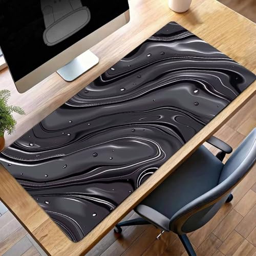 Mauspad XXL 1400x600x3 mm Gaming Mousepad mit Vernähte Kanten - rutschfest Mouse Pad - für PC mit Glatter Oberfläche Mauspad, Mousepad Schwarz Abstrakt, Maus Pad für alle Maustypen PjY1262 V-M Bild 1