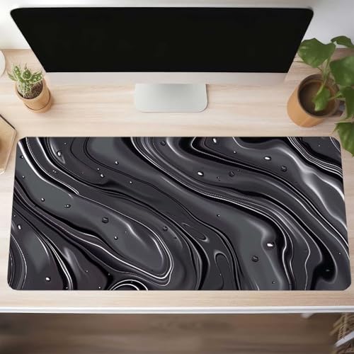 Mauspad XXL 1400x600x3 mm Gaming Mousepad mit Vernähte Kanten - rutschfest Mouse Pad - für PC mit Glatter Oberfläche Mauspad, Mousepad Schwarz Abstrakt, Maus Pad für alle Maustypen PjY1262 V-M Bild 2