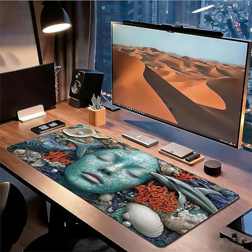 Gaming Mauspad XXL 1600x800x3mm Abstrakt Mousepad, Große Speed rutschfeste Schreibtischunterlage Mädchen Verbessert Präzision und Geschwindigkeit mit Stoßdämpfung für Tastatur Maus Homeoffice xg-293 Bild 3