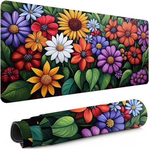 Gaming Mauspad XXL 1600x800x3mm Blumen Mousepad, Große Speed rutschfeste Schreibtischunterlage Anlage Verbessert Präzision und Geschwindigkeit mit Stoßdämpfung für Tastatur und Maus Homeoffice xg-287 Bild 1
