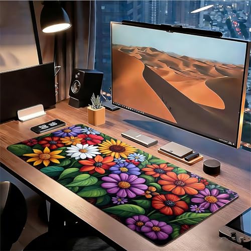 Gaming Mauspad XXL 1600x800x3mm Blumen Mousepad, Große Speed rutschfeste Schreibtischunterlage Anlage Verbessert Präzision und Geschwindigkeit mit Stoßdämpfung für Tastatur und Maus Homeoffice xg-287 Bild 3