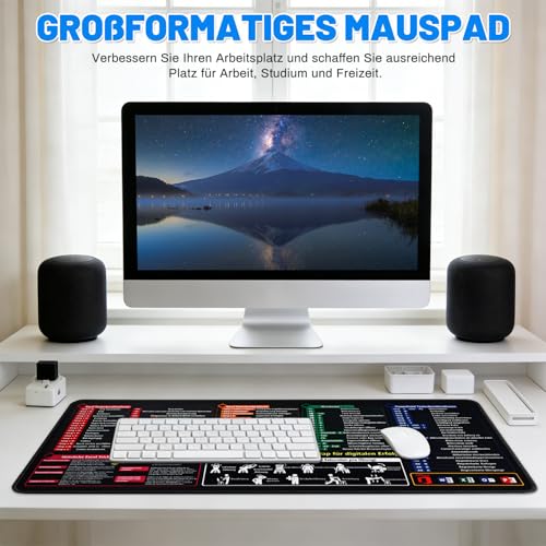 Excel Mauspad Großformatige Schreibtischunterlage mit Tastaturkürzeln - 800×300×3mm Excel-Shortcuts Mousepad Deutsch Gaming Mousepad Kurzbefehlen Anti-Rutsch Dest Mat für Büro Word/Outlook/PowerPoint Bild 7