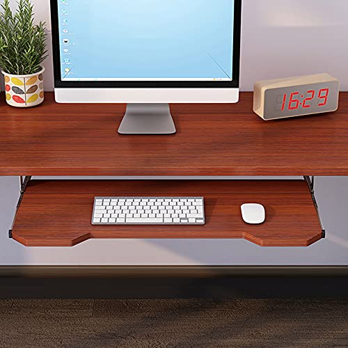 Ergonomische Ablage für Tastatur und Maus unter dem Schreibtisch mit ausziehbarer Schublade, 71,1 cm, Teakfarben, verstellbare Höhe, perfekt für Heimbüro oder Gaming-Setup Bild 3