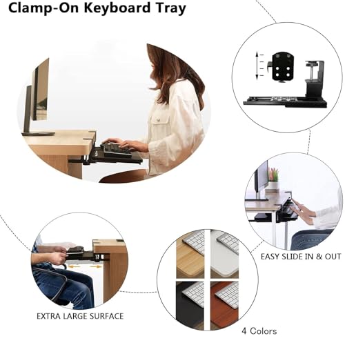 Premium Tastaturablage unter dem Schreibtisch mit Mauspad, 24 kg Kapazität, verstellbare Schublade für Tastatur und Maus, Design für Home Office & Gaming Setup Bild 5