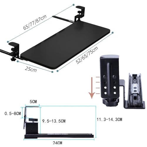 Tastaturablage unter dem Schreibtisch, ausziehbare Schublade, unterstützt 25 kg, verbessert, Maus-Plattform, perfekt für Home Office & Gaming Setup Bild 5