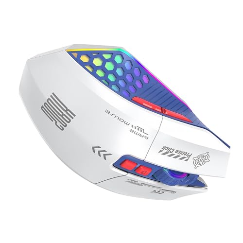 banapoy RGB-Gaming-Maus, Kabelgebunden, BT 2,4 G, 3 Modi, Konnektivität mit Ergonomischem Design, PC-Gaming-Maus für Computer, Arbeit, Büro, Zuhause, PC-Zubehör (Weiß Blau) Bild 6