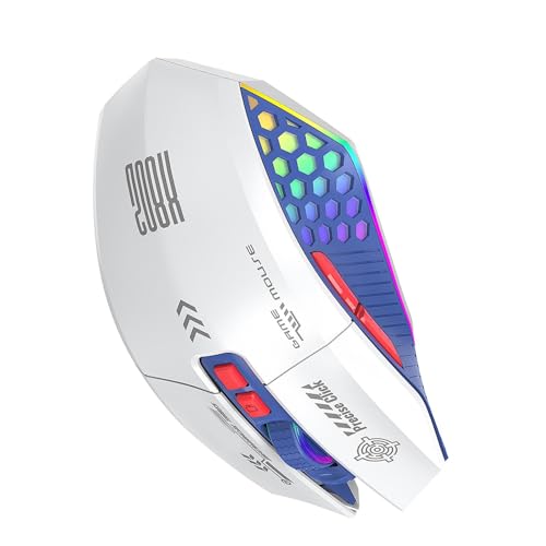 banapoy RGB-Gaming-Maus, Kabelgebunden, BT 2,4 G, 3 Modi, Konnektivität mit Ergonomischem Design, PC-Gaming-Maus für Computer, Arbeit, Büro, Zuhause, PC-Zubehör (Weiß Blau) Bild 7