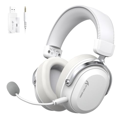 ATTACK SHARK L30PRO Kabelloses Gaming-Headset, 7.1 Surround Sound, EQ-Modi, 50-mm-Treiber, Tri-Modus, 1100-mAh-Akku, Over-Ear-Headset mit Abnehmbarem Noise-Cancelling-Mikrofon für PC - Weiß Bild 1