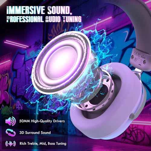 ATTACK SHARK L30PRO Kabelloses Gaming-Headset, 7.1 Surround Sound, EQ-Modi, 50-mm-Treiber, Tri-Modus, 1100-mAh-Akku, Over-Ear-Headset mit Abnehmbarem Noise-Cancelling-Mikrofon für PC - Weiß Bild 3