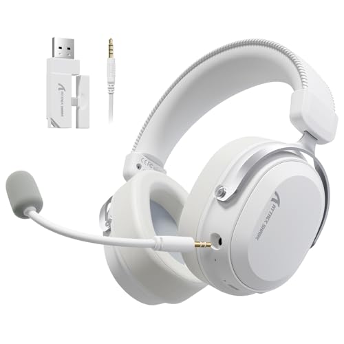 ATTACK SHARK L30PRO Wireless Gaming Headset, 7.1 Surround Sound 50mm Bio-Treiber, 3-Modus 2.4G/BT 5.3/Kabelgebundene Kopfhörer mit Abnehmbarem Mikrofon für PC/PS/Xbox/Switch, 84H Spielzeit-Weiß Bild 1