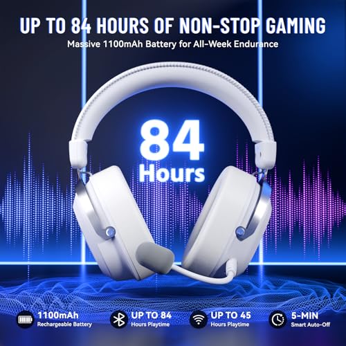 ATTACK SHARK L30PRO Wireless Gaming Headset, 7.1 Surround Sound 50mm Bio-Treiber, 3-Modus 2.4G/BT 5.3/Kabelgebundene Kopfhörer mit Abnehmbarem Mikrofon für PC/PS/Xbox/Switch, 84H Spielzeit-Weiß Bild 6