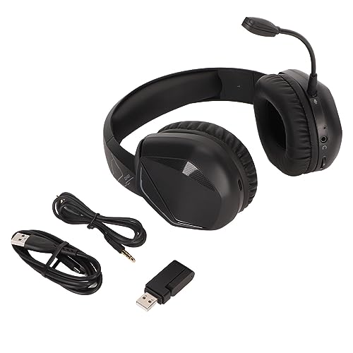 Gaming-Headset mit Cooler RGB-Beleuchtung, Geringe Latenz, Geräuschunterdrückung, 2,4 G Kabelloses Stereo-Headset für Gamer, ABS, Schwarz Bild 1