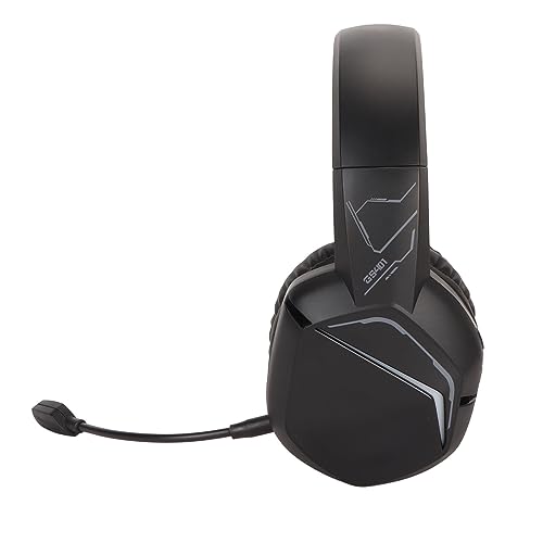 Gaming-Headset mit Cooler RGB-Beleuchtung, Geringe Latenz, Geräuschunterdrückung, 2,4 G Kabelloses Stereo-Headset für Gamer, ABS, Schwarz Bild 6