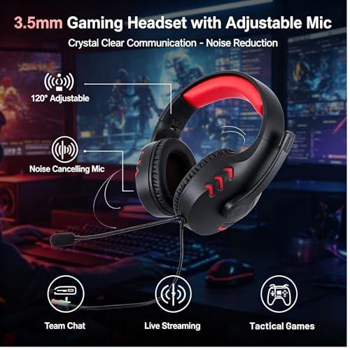 Gaming Tastatur und Maus Set mit Headset, Gaming-Kombination, 104-Tasten-Tastatur mit 4 Farben LED Gaming Maus, Over-Ear Kopfhörer und rutschfestes Mauspad USB Kabelgebundene für PC Gamer Bild 5