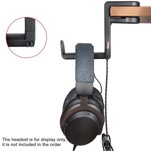 otating Kopfhörerständer – PC-Gaming-Headset-Halter, verstellbarer Klemmbügel unter dem Schreibtisch, mit 360-Grad-Drehgelenk und Kabelclip-Organizer Bild 5