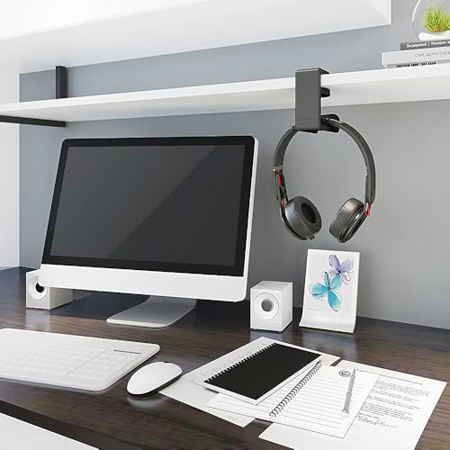 otating Kopfhörerständer – PC-Gaming-Headset-Halter, verstellbarer Klemmbügel unter dem Schreibtisch, mit 360-Grad-Drehgelenk und Kabelclip-Organizer Bild 6
