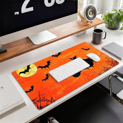 Gaming Mauspad XXL 1600x800x3mm Orange Farbe Mousepad, Große Speed rutschfeste Schreibtischunterlage Halloween Verbessert Präzision und Geschwindigkeit mit Stoßdämpfung für Tastatur und Maus xg-323 Bild 2